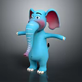 Blue Cartoon Elephant Character With Pink Ears And Open Arms