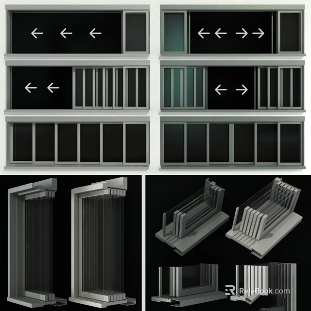 Swing Door Structure Design With Left Right Opening Mechanism And Aluminum Frames 3d model 