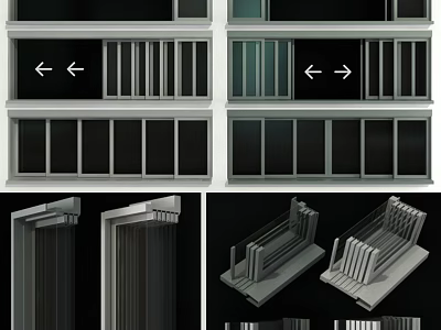 Swing Door Structure Design With Left Right Opening Mechanism And Aluminum Frames 3d model