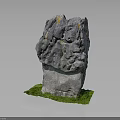 Gray Textured Rock Structure With Yellow Specks And Green Base