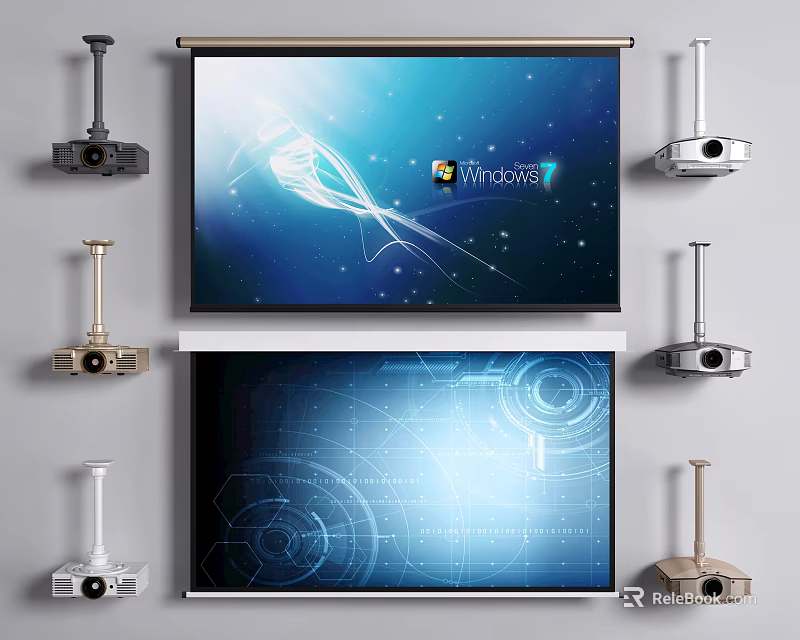 Projection Monitoring System With Multiple Projectors Cameras And High Definition Screens 3d model 
