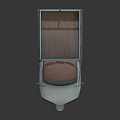 Cartoon Style Three Wheeled Truck With Blue Railings White Front And Brown Roof