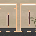 Interior Decor With Golden Frame Mirrors Red Purple Decorations Transparent Vase Green Plants Marble Floor