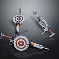 Stylish Modern Household Cleaning Tools With Red White Target Design And Rotating Heads