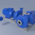Blue Industrial Electric Motor Pumps Machinery Components Mounted On Concrete Bases