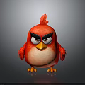 Angry Red Bird Character With Red Feathers Black Eyebrows Yellow Eyes And Orange Claws
