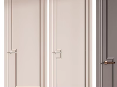 Modern Swing Doors With Minimalist Lines Metal Handles Light Beige And Dark Gray 3d model