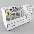 Kids Bunk Bed with Mickey Mouse Pluto Cartoon Storage Drawers and Safety Rail