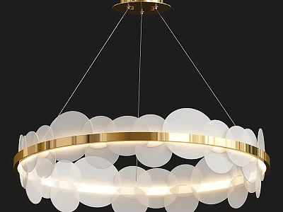 Modern Golden Circular Frame Pendant Light With White Disc Shades And Hanging Design 3d model