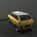 Classic Yellow Vintage Car With White Roof And Retro Exterior Design