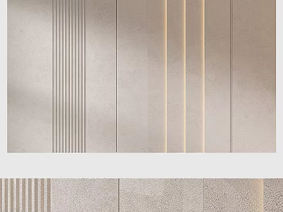 Modern Background Wall Design With Vertical Stripes And Textured Neutral Surface 3d model