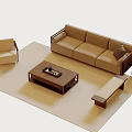 Modern Living Room Setup With Sofa Coffee Table Set Armchair Side Table And Lamp 3d model