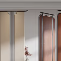 Modern Decorative Room Divider Screens With Beige Brown Panels And Metal Frames