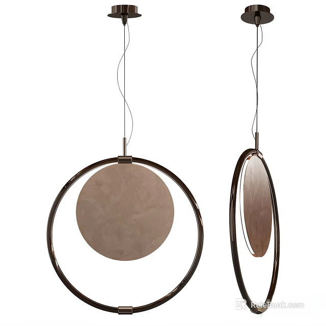 Modern Minimalist Pendant Lights With Circular Frames And Central Panels 3d model
