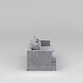 Tech Exhibition Hall Featuring Modern Gray Fabric Sofa With Four Cushions 3d model