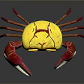 Vibrant Colored Crab With Yellow Body And Red White Claws Detailed Appearance On Dark Background