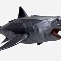 Low Poly Shark 3D Model Featuring Geometric Design And Open Mouth