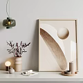 Minimalist Tabletop Decor With Abstract Art Frame Vase Pendant Light And Candles