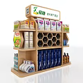 Gas Station Product Area Shelves with Various Daily Necessities and Household Items