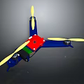Colorful Quadcopter Drone Model With Blue Frame Yellow Propellers And Red Green Components