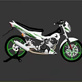 Modern and Stylish White Motorcycle with Green Accents Sporty Design Black Seat and Alloy Rims