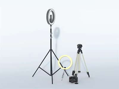 Essential Professional Photography Gear Setup With Ring Light Tripod And Camera 3d model