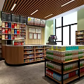 Modern Supermarket Interior With Organized Shelves Displayed Products And Checkout Counter