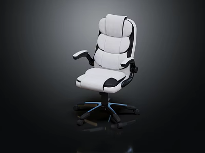 Ergonomic Office Chair White and Black with Adjustable Backrest Supportive Seat Armrests and Swivel Wheels 3d model