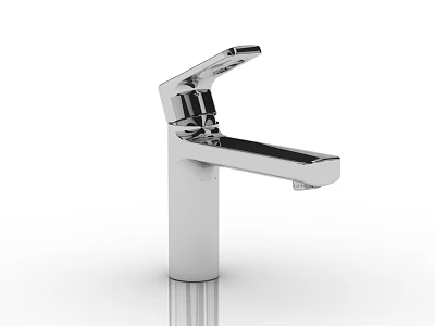 Sleek Modern Chrome Faucet with Curved Spout Single Handle and Polished Reflective Finish 3d model