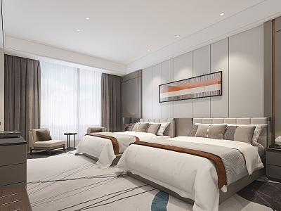 Modern Room Simple Business Hotel Suite Room 3d model