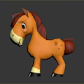 Cute Orange Cartoon Horse Toy With Red Mane White Belly And Black Hooves