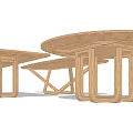 Three Simple Modern Wooden Dining Tables With Sturdy Structure And Unique Leg Design 3d model