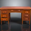 Wooden Office Desk with Multiple Drawers Classic Design and Solid Wood Structure 3d model