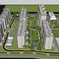 Modern High Rise Residential Complex With Central Green Spaces And Layout