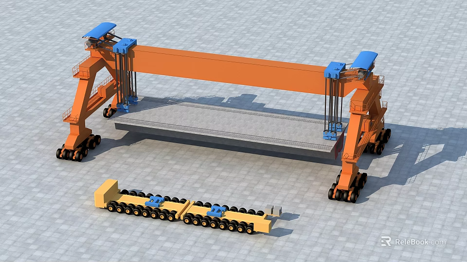 Industrial Gantry Crane And Heavy Duty Transporter For Large Structure Handling 3d model 