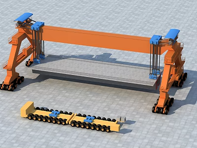 Industrial Gantry Crane And Heavy Duty Transporter For Large Structure Handling 3d model