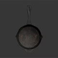 Vintage Cast Iron Pan With Rustic Surface And Long Handle For Kitchen Use 3d model