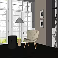 Inflatable Armchair In Modern Living Room With Floor Lamp And Large Windows