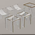 Wooden Frame Canopy Structures With White Curtains For Event Decoration 3d model