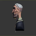 Cartoon Character Gentleman With White Hair Monocle Mustache Bow Tie And Blue Suit Badge