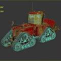 Red Tracked Agricultural Tractor With Muddy Tracks And Operator Cabin 3d model