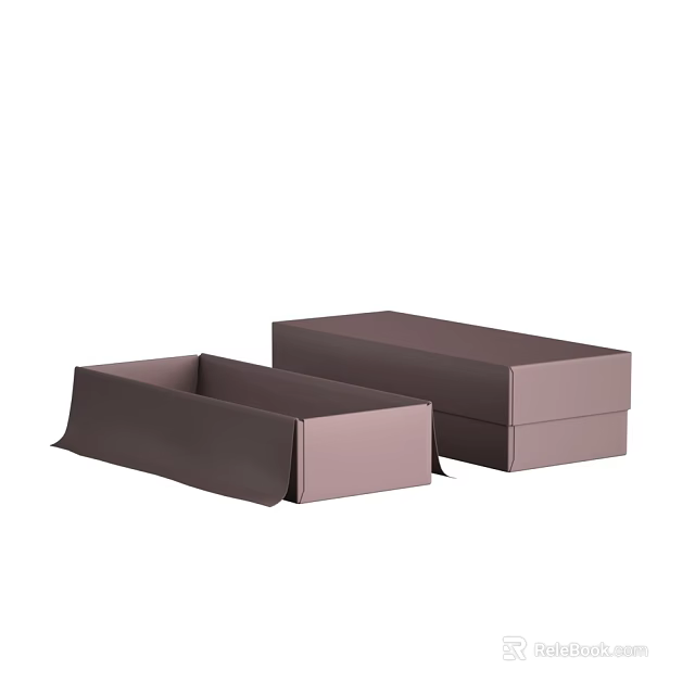 Practical Brown Storage Boxes For Household Items With Open And Closed Lids 3d model 