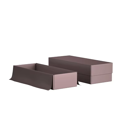 Practical Brown Storage Boxes For Household Items With Open And Closed Lids 3d model