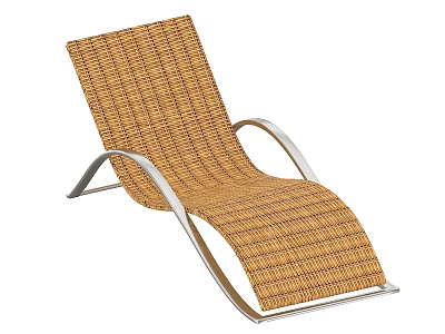 Modern Woven Rattan Lounge Chair Featuring Silver Metal Frame And Ergonomic Design 3d model