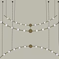 Modern Arched Chandelier With Golden Metal Frame White Globes For Interior Decoration