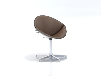 Modern Brown Office Chair With Curved Back And Metal Base Design 3d model