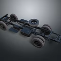 Car Chassis Frame with Heavy Duty Wheels and Suspension Components 3d model