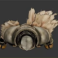 3D Model Of Armored Fictional Creature With Silver Gold Armor And Detailed Design