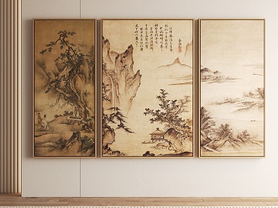 New Chinese Landscape Decorative Painting Hanging Painting 3d model