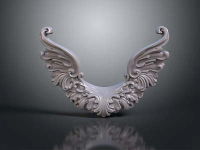 Artistic Symmetrical Carved Wing Design With Intricate Ornate Patterns And Details 3d model